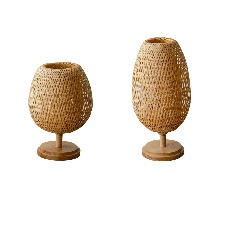 Handwoven natural rattan table lamp – multiple views (2)