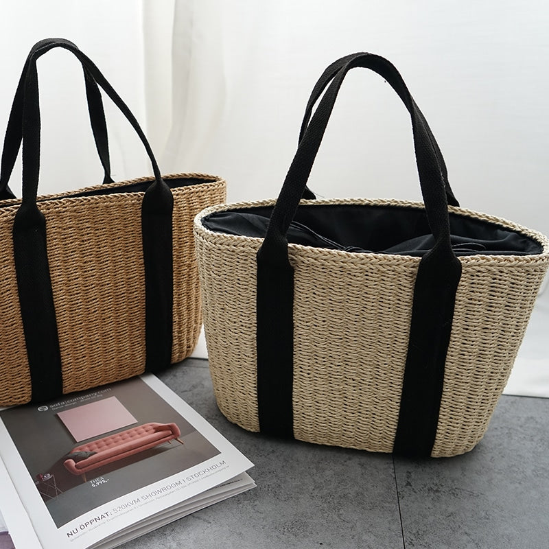 Woven rattan handbag – multiple views