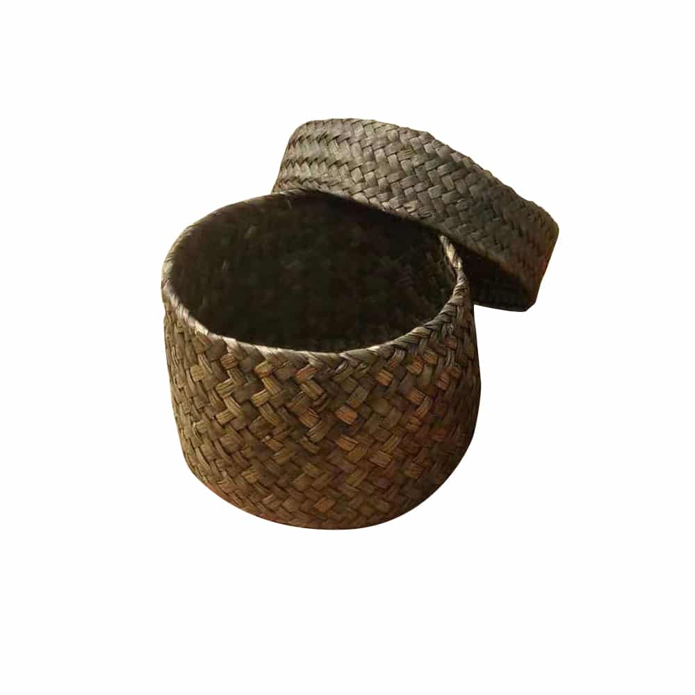 Open woven storage basket – black variant, another view