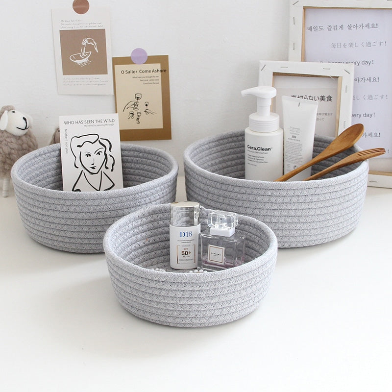 Nordic round cotton rope basket with handles – multiple views (2)