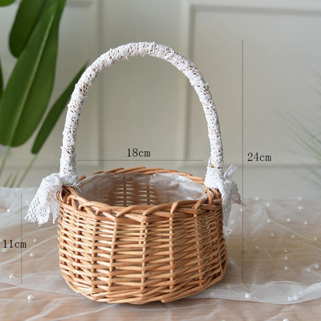 Small woven rattan basket with a lace-trimmed handle – another view (2)
