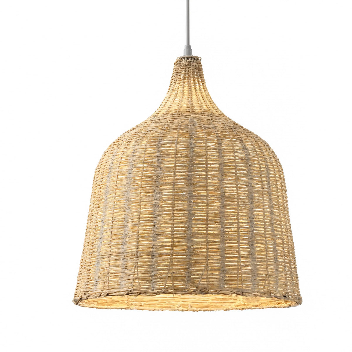 Serifos dense-weave rattan bell pendant light