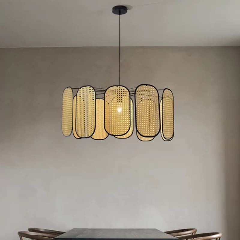 Retro domed handmade rattan ceiling light
