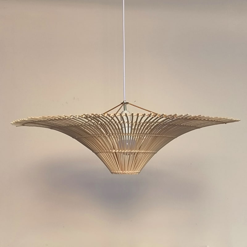 Retro-modern handwoven rattan LED ceiling light – another view