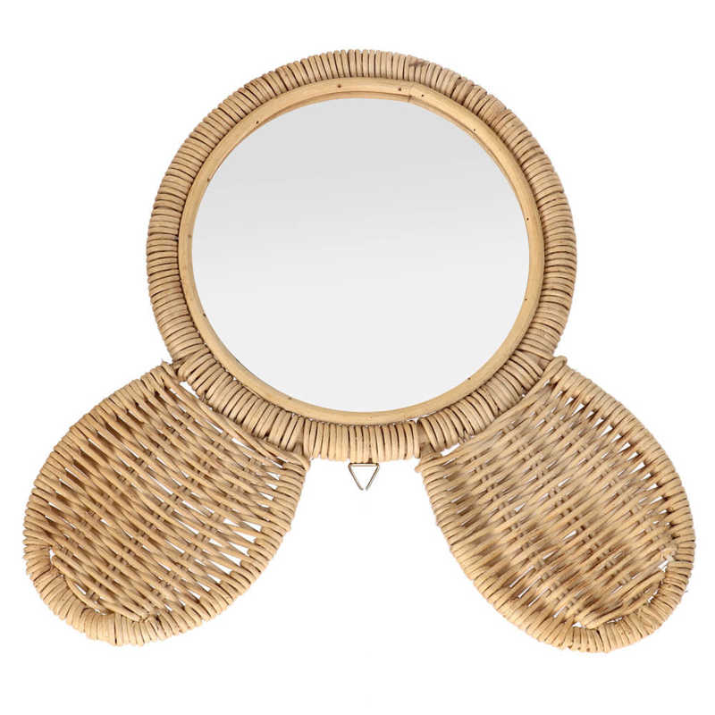 Teddy bear head rattan mirror with rounded ears – another view