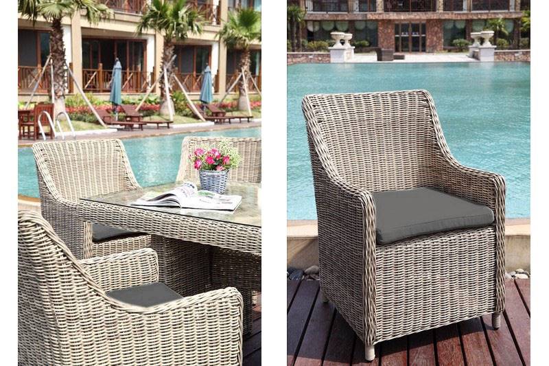 Hailey round resin wicker dining armchairs, set of 2 – multiple views