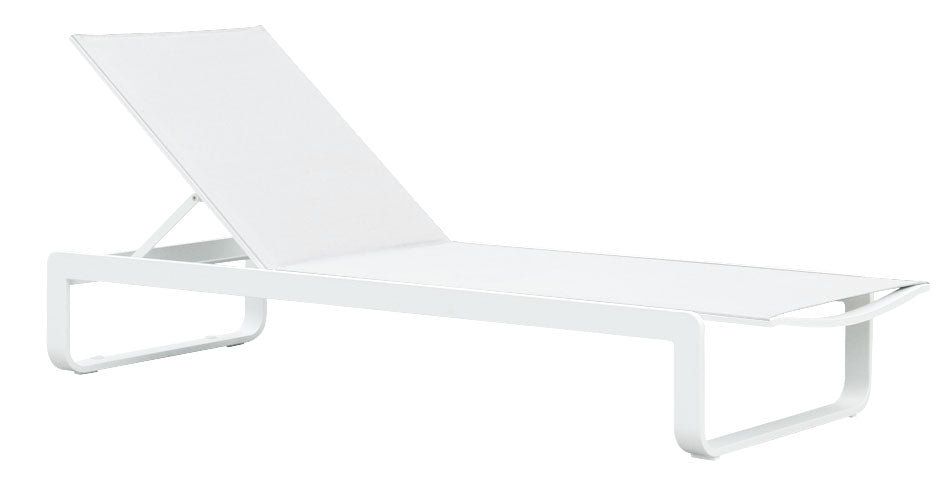 Romy all-white aluminum textilene chaise lounge