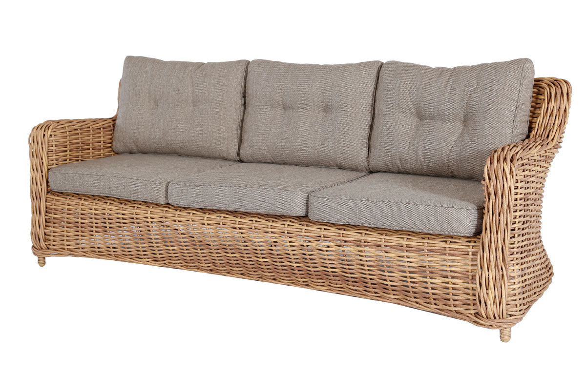 Mila resin wicker sofa set with 3-seat sofa and two armchairs in wicker color
