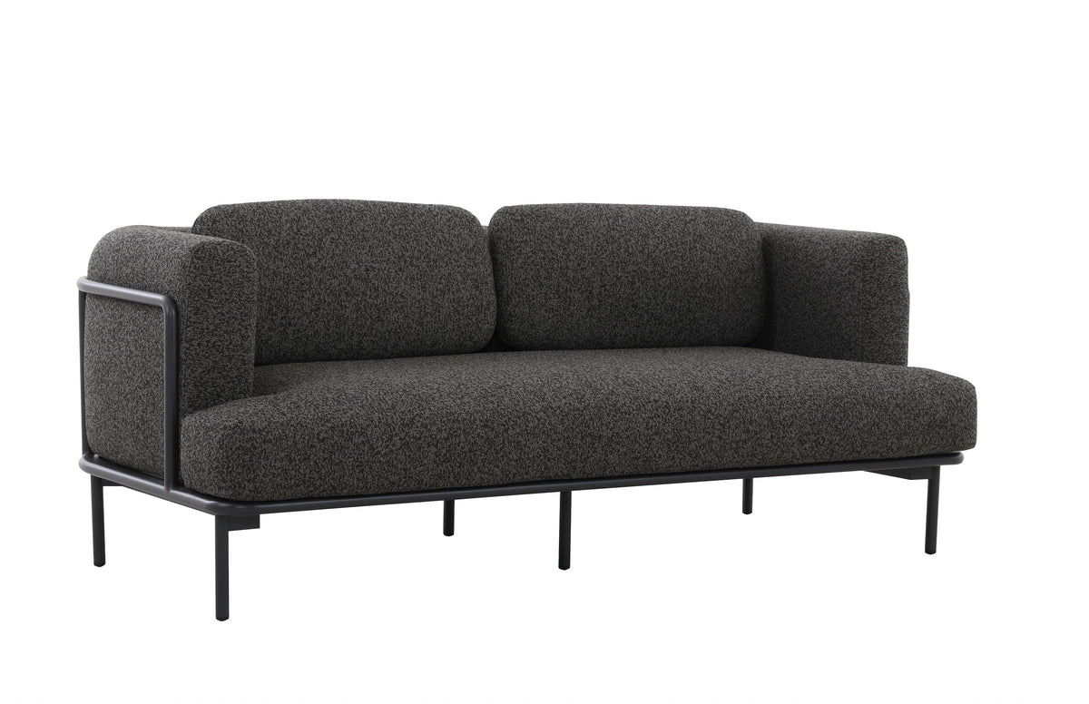 2-seat sofa from the Flora anthracite aluminum loveseat set upholstered in black boucle