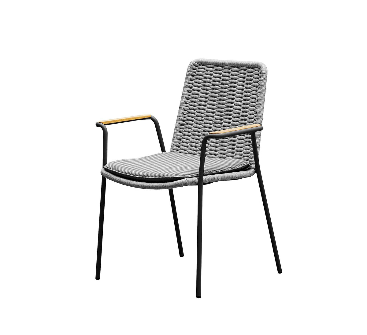 Sarran aluminum and rope commercial patio chairs, set of 4
