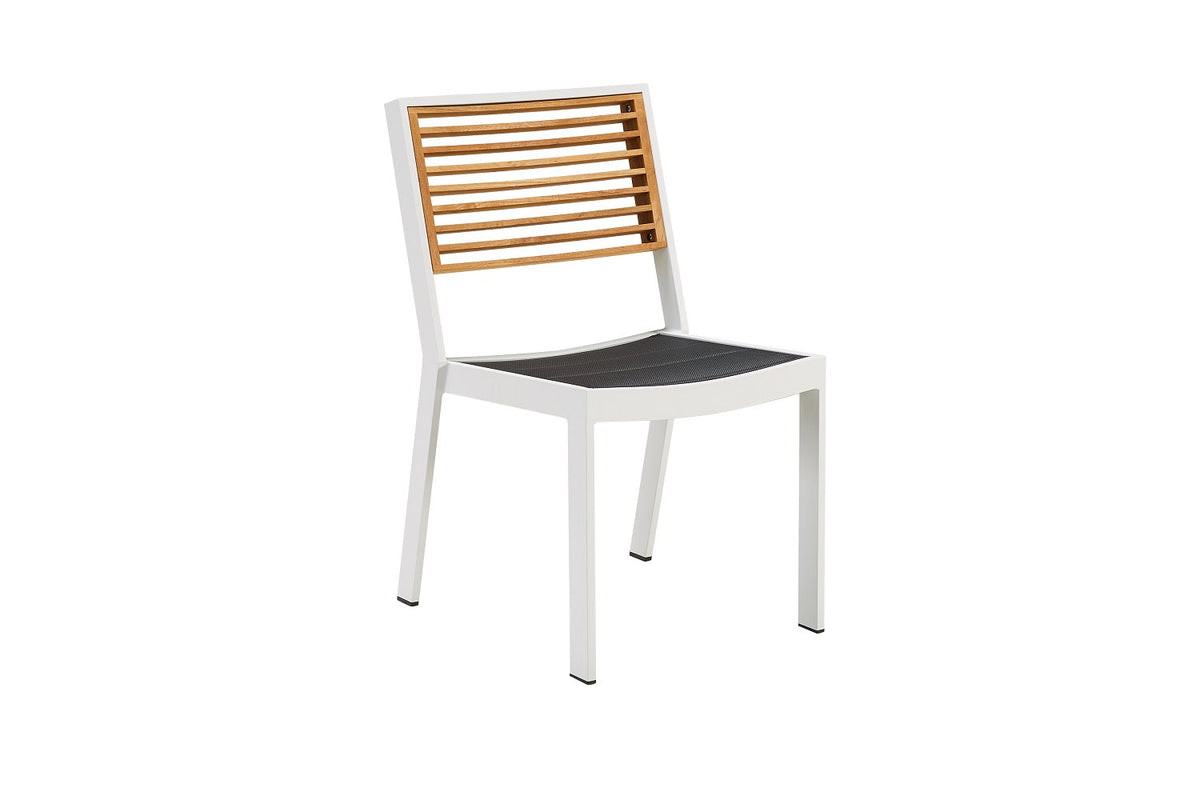 York white aluminum and teak dining set for six, 200 x 90 cm table – another view