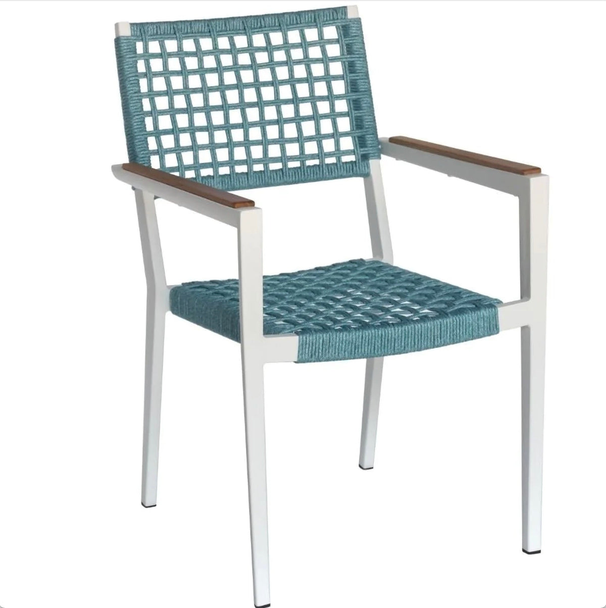 Champion blue rope stackable restaurant patio chair