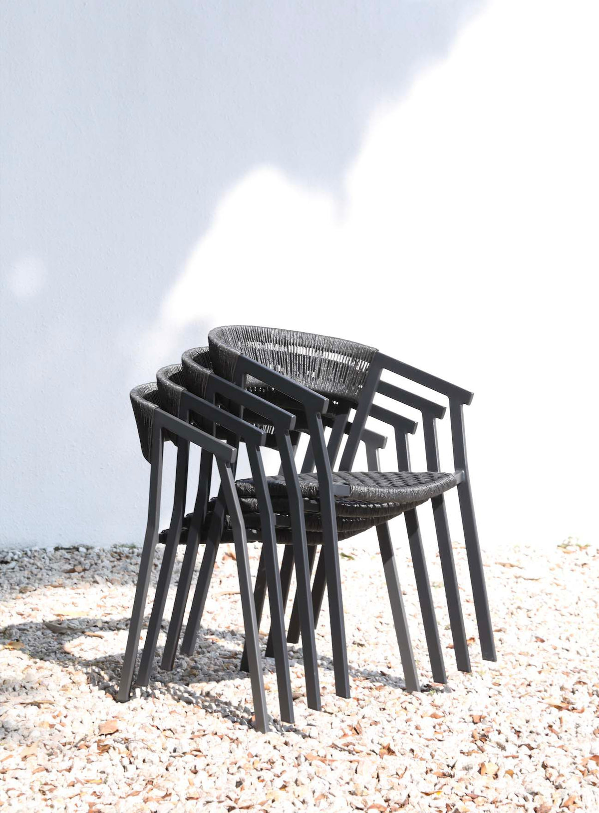 Lara black rope outdoor dining armchairs, set of 2
