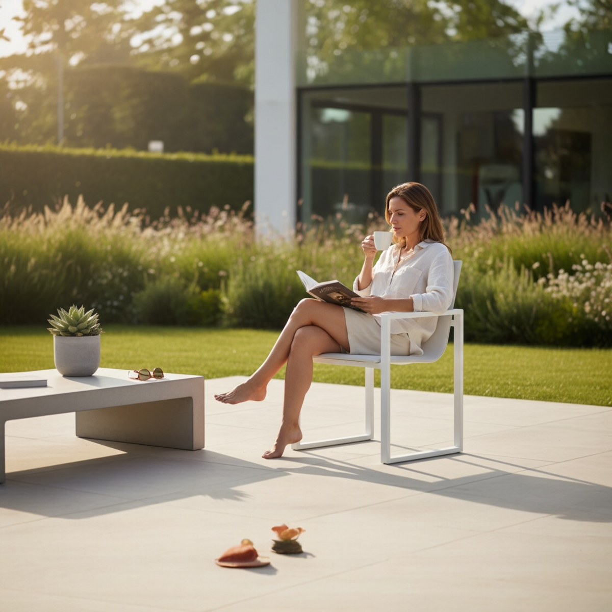 Como aluminum ceramic-top outdoor dining set – shown outdoors (7)