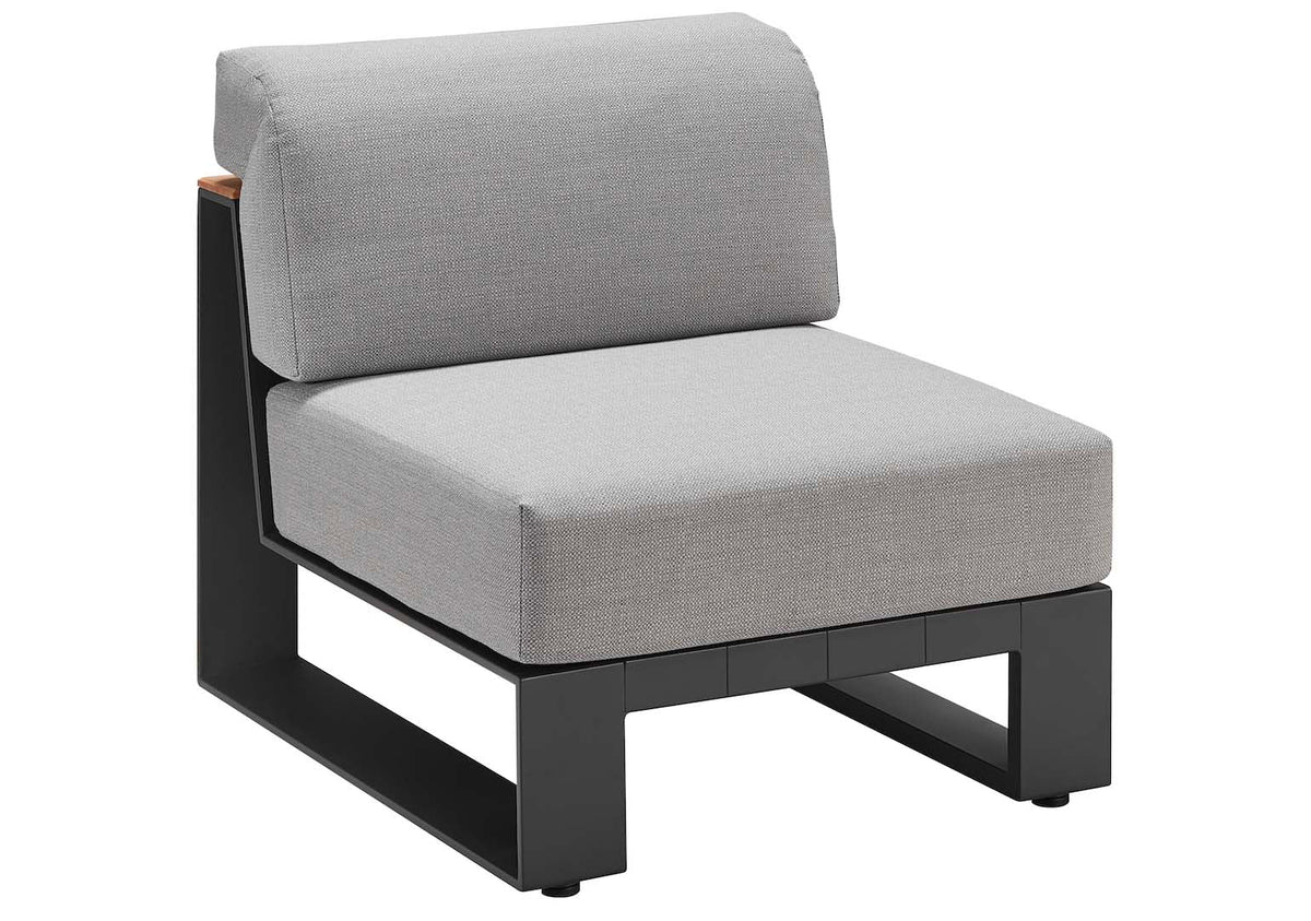 Armless chair from the Sofy aluminum and teak modular outdoor sectional – another view