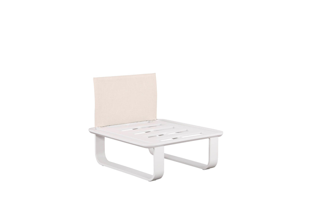 Armless chair from the Emy 6-seat aluminum outdoor sectional with light teak details – another view (2)