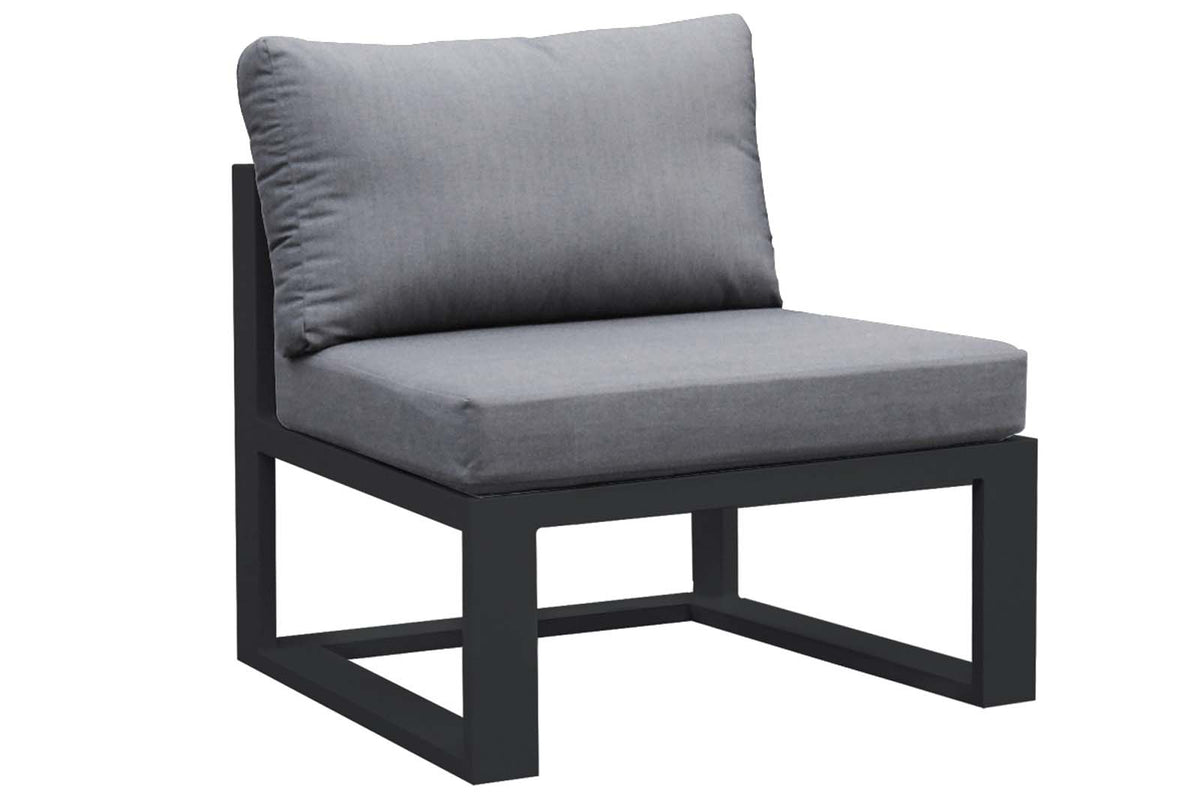 Belly Cosy small black aluminum outdoor sectional with glass coffee table