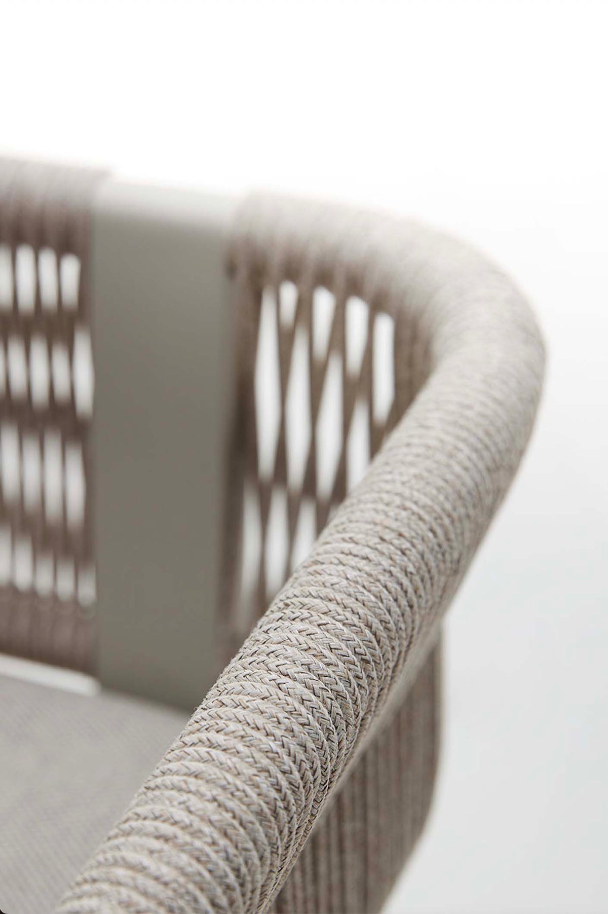 Olby braided rope outdoor corner sofa with teak coffee table – close-up detail