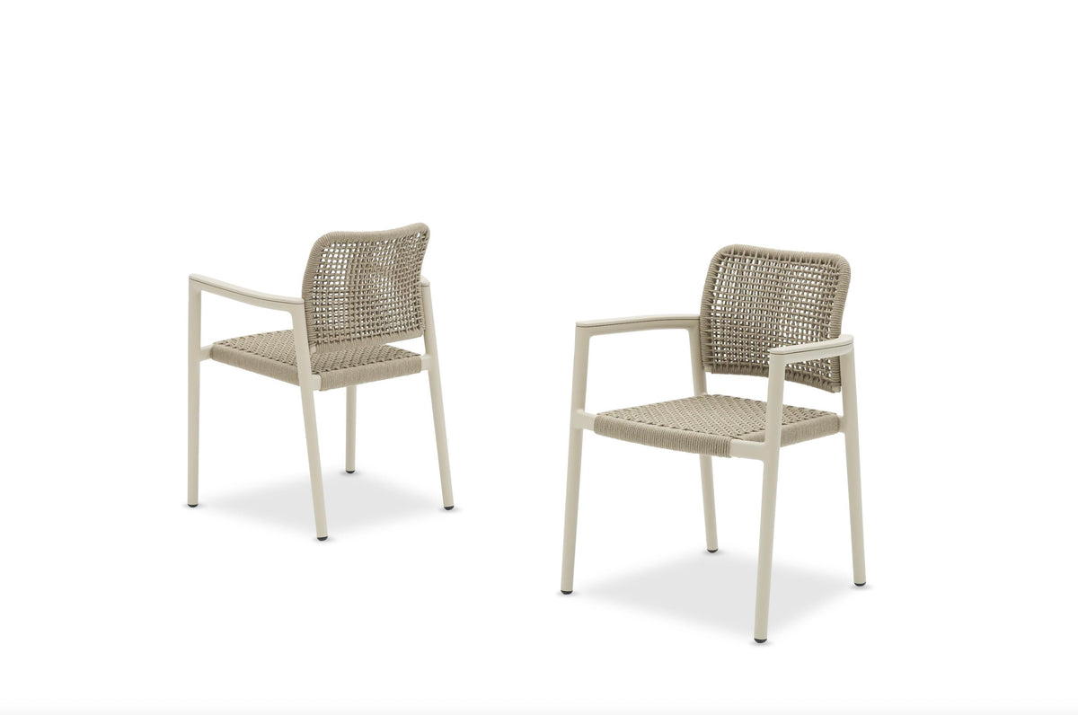 Matia beige stackable rope dining chairs, set of 4
