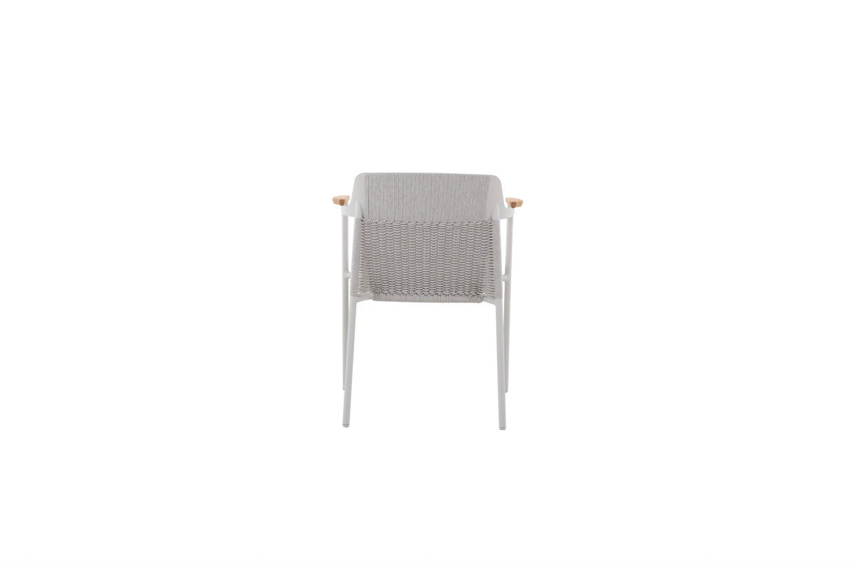 Julia beige stackable patio dining chair with rope back – another view (4)