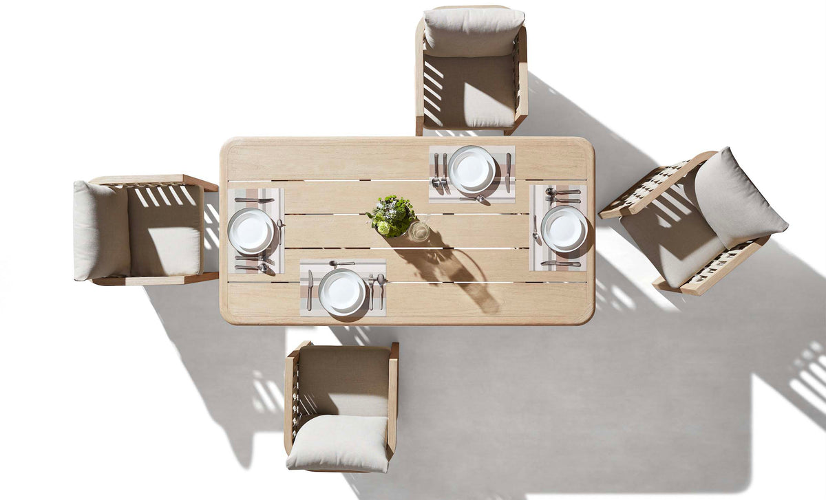 Palma 6-seat solid teak and rope outdoor dining set