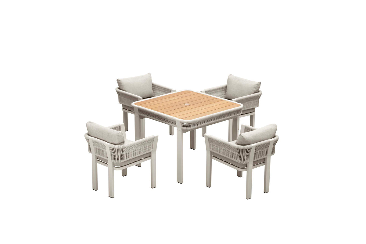 Olby 4-person rope outdoor dining set with umbrella hole