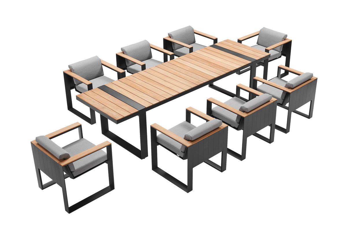 Sofy 6-seat slim aluminum and teak dining set – another view (2)