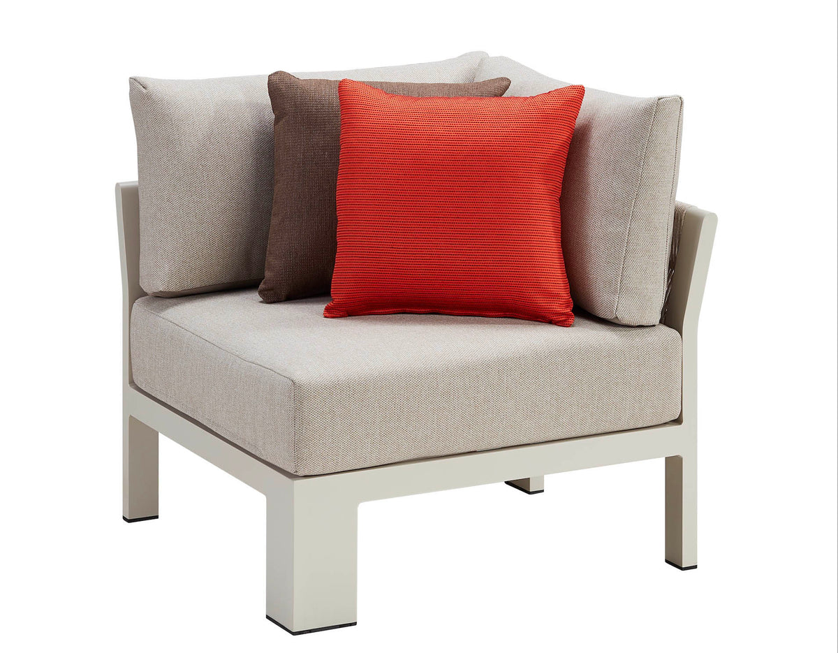 Olby braided rope outdoor corner sofa with teak coffee table