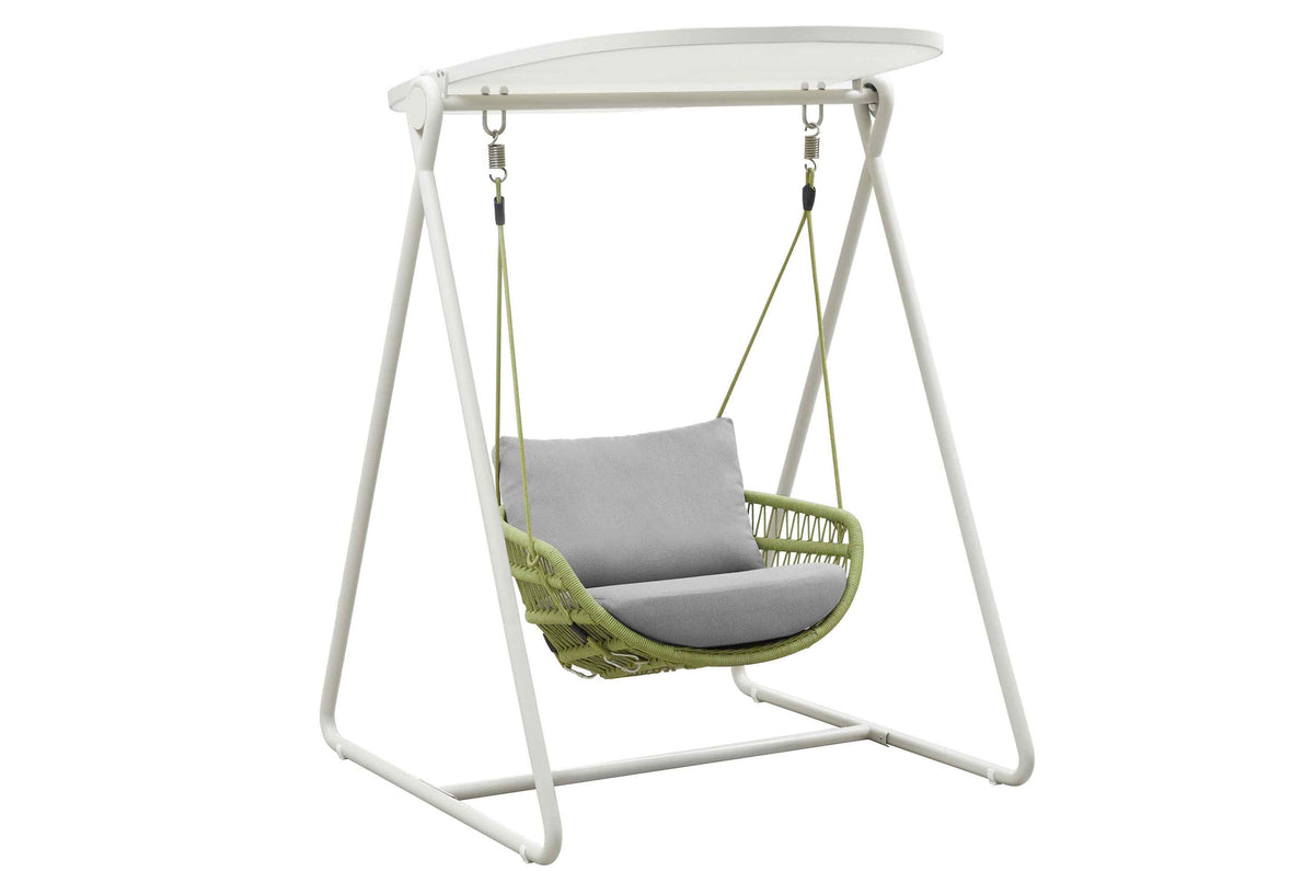 Fleur green rope outdoor swing chair with canopy – another view