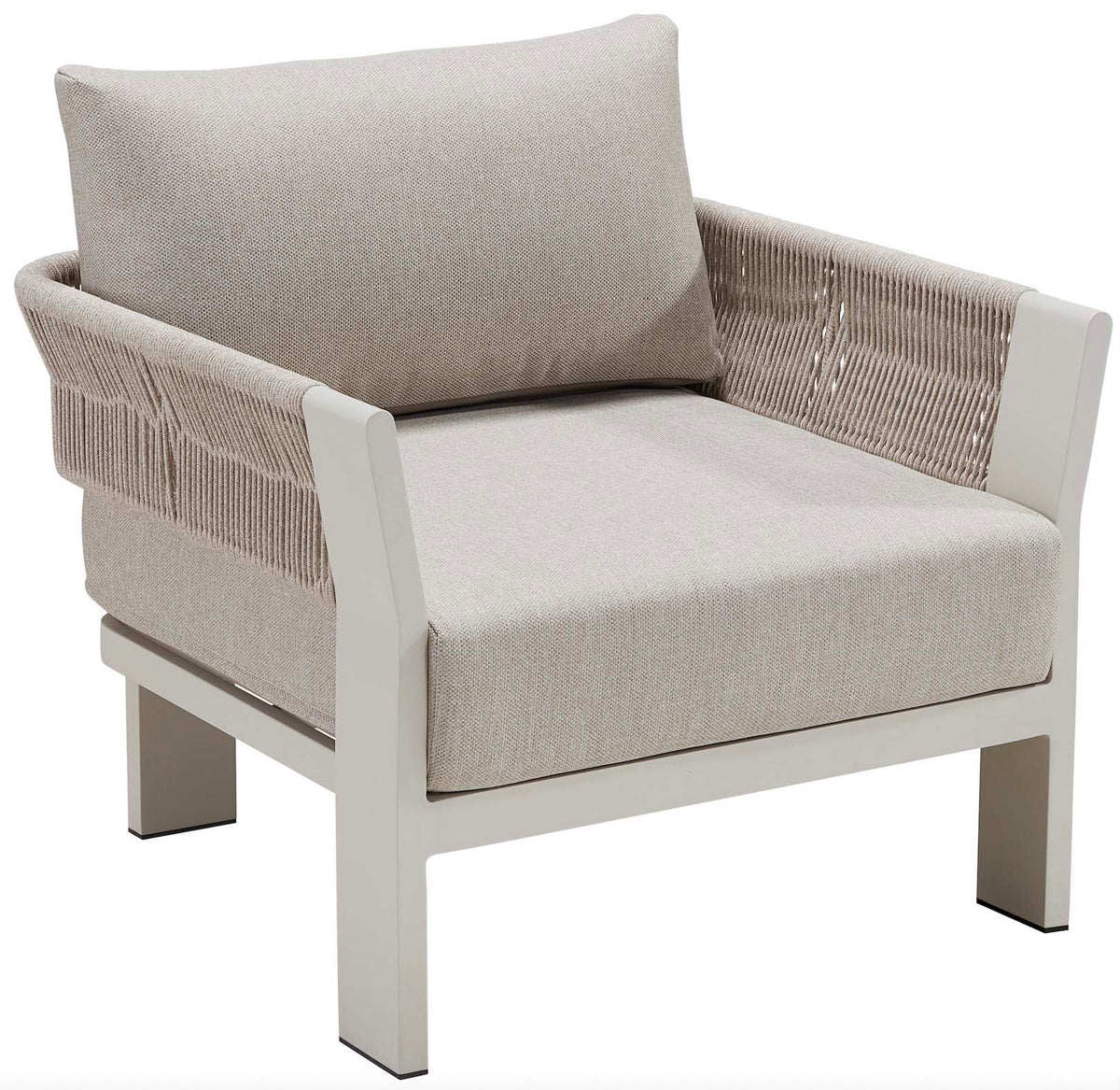 Olby aluminum and beige rope outdoor armchair