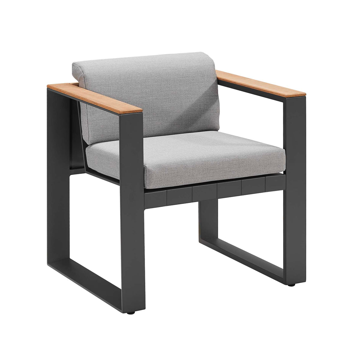 Armchair from the Sofy 6-seat slim aluminum and teak dining set – another view (2)