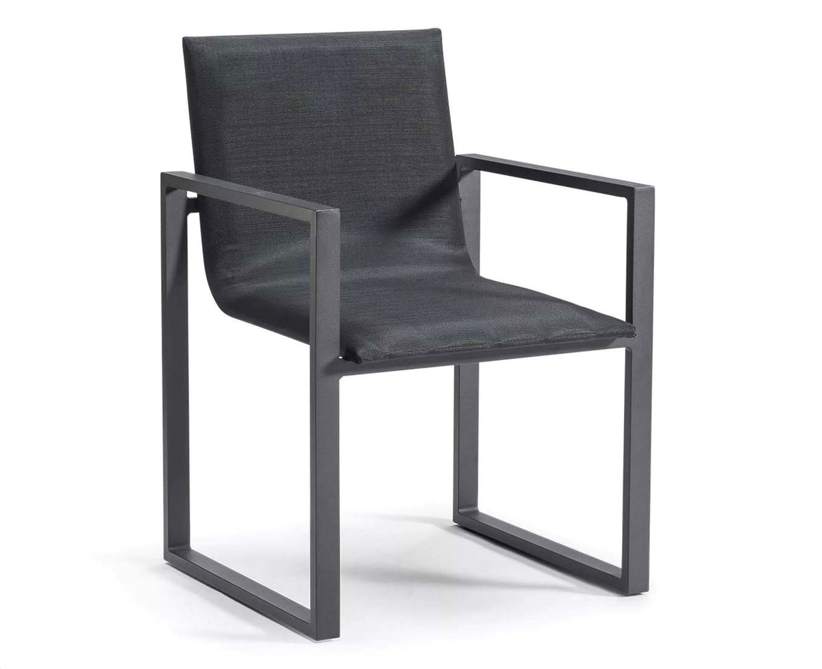 Como all-black aluminum textilene dining armchairs, set of 2