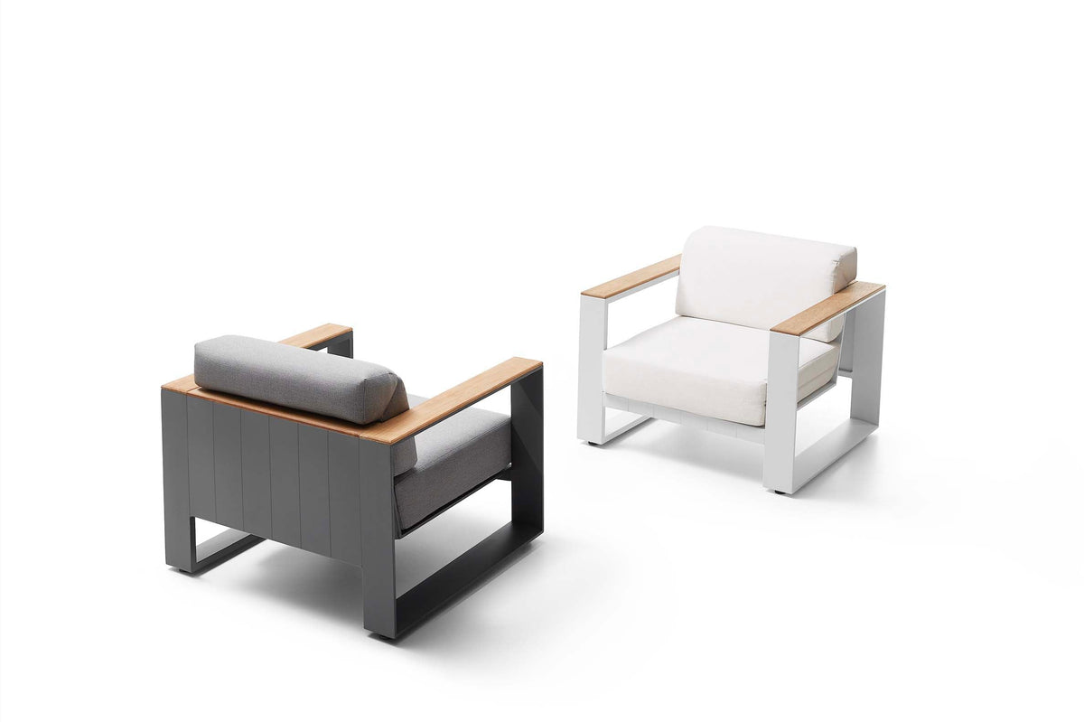 Sofy aluminum and teak modular armchair