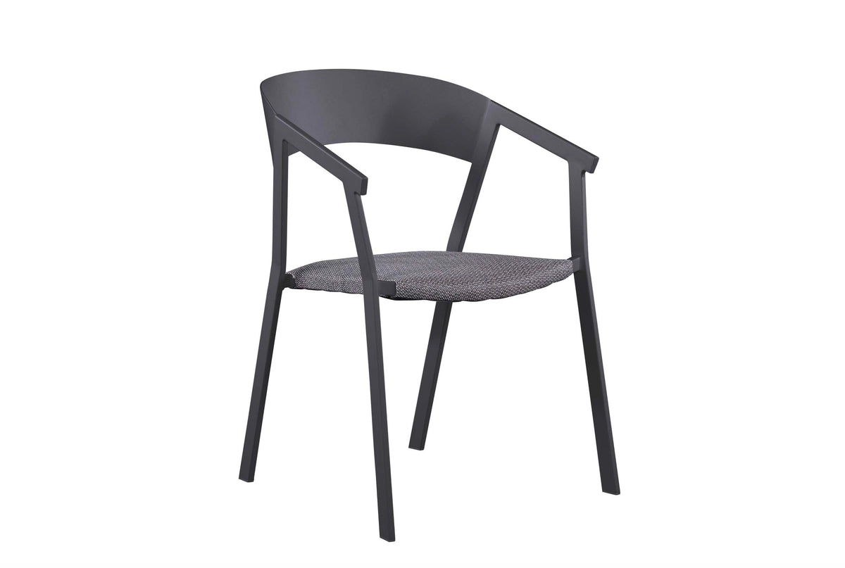 Lara stackable aluminum dining armchairs with curved back, set of 2 – another view