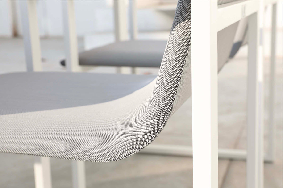 Como charcoal gray aluminum textilene dining armchairs, set of 2 – close-up detail