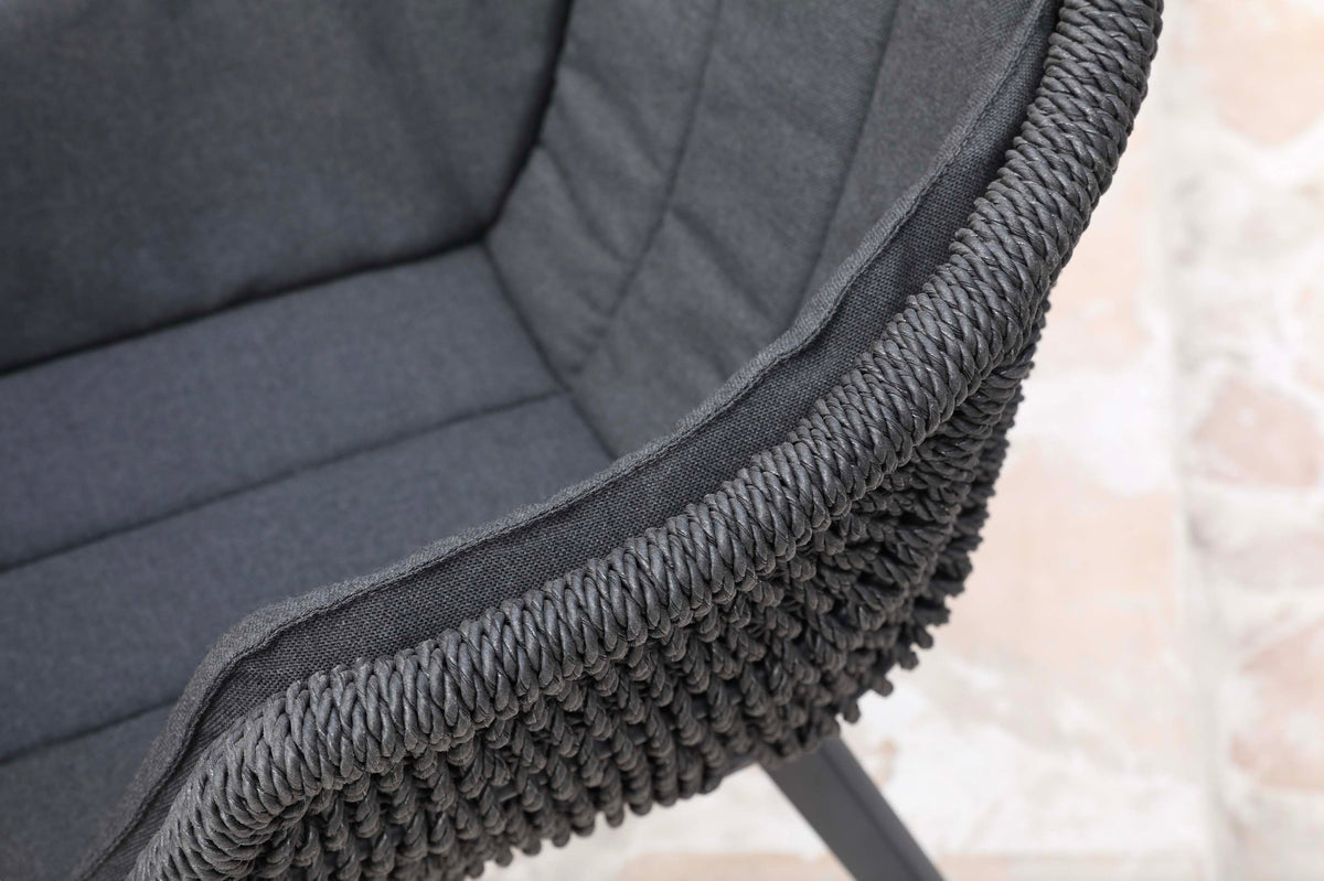 Milo black resin wicker dining armchairs, set of 2 – close-up detail