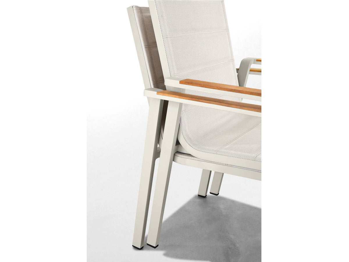 Armchair from the Noffy extendable aluminum and teak dining set for ten – another view (2)