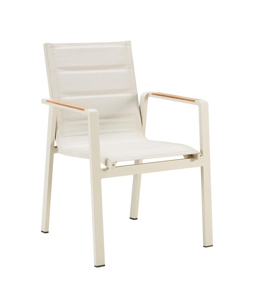 Armchair from the Noffy extendable aluminum and teak dining set for ten – another view