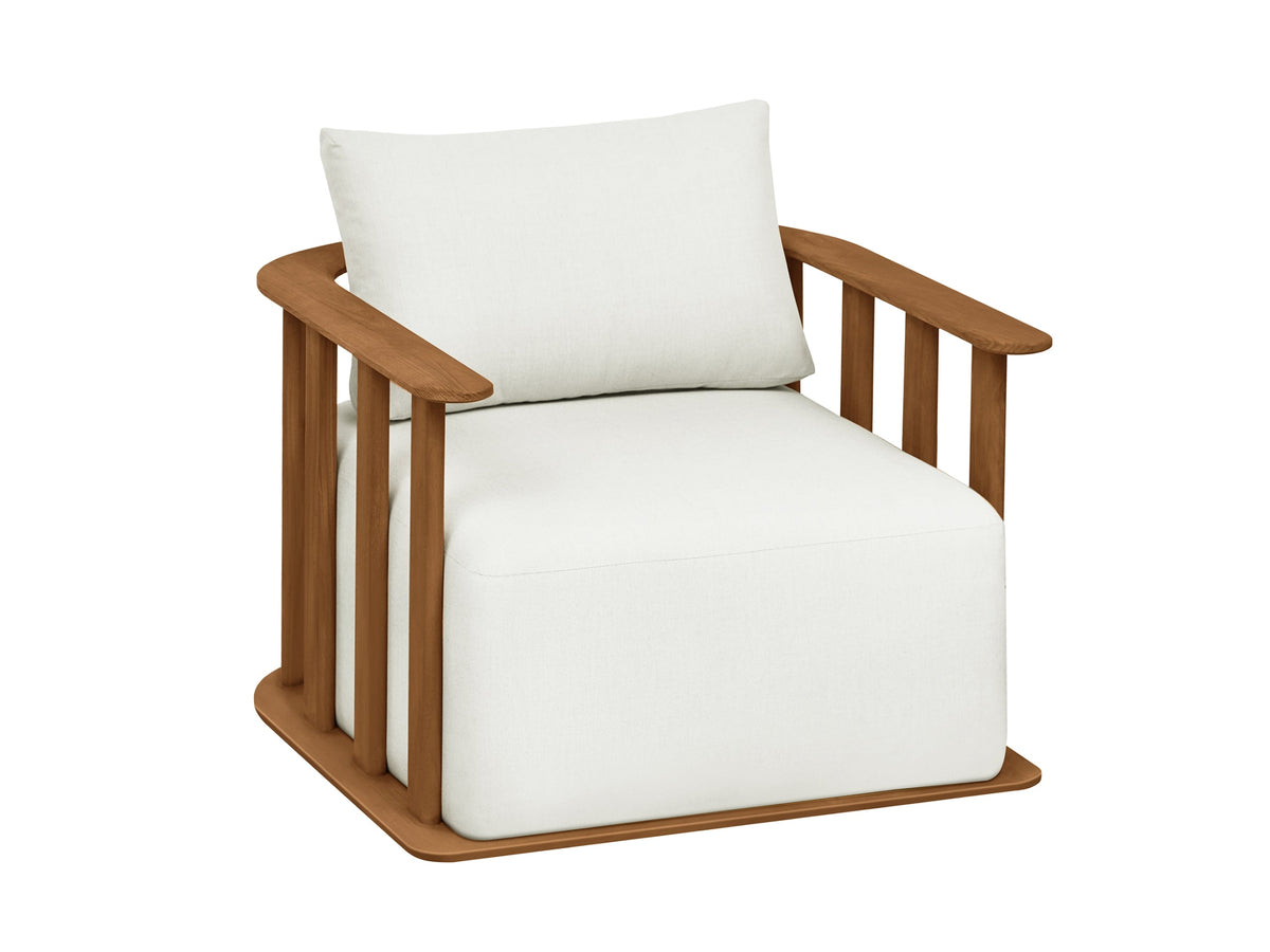 Roma solid teak outdoor armchair with slatted back