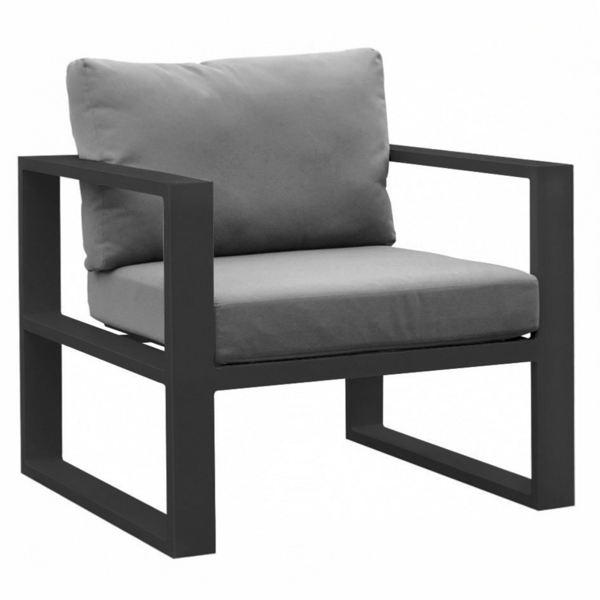 Belly black aluminum outdoor armchair