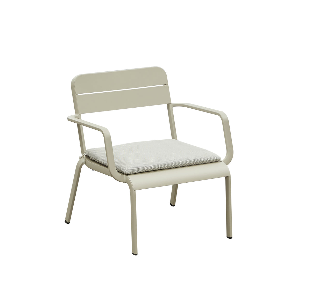 Joy stackable aluminum patio set in beige with loveseat and armchairs – another view