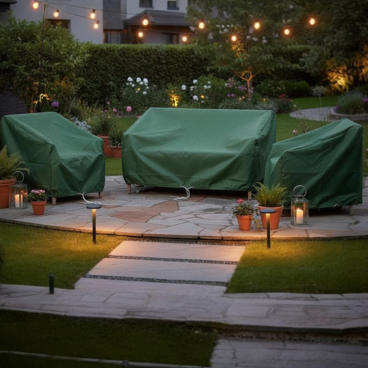 Custom-fit winter cover for chaise lounges – shown outdoors (3)
