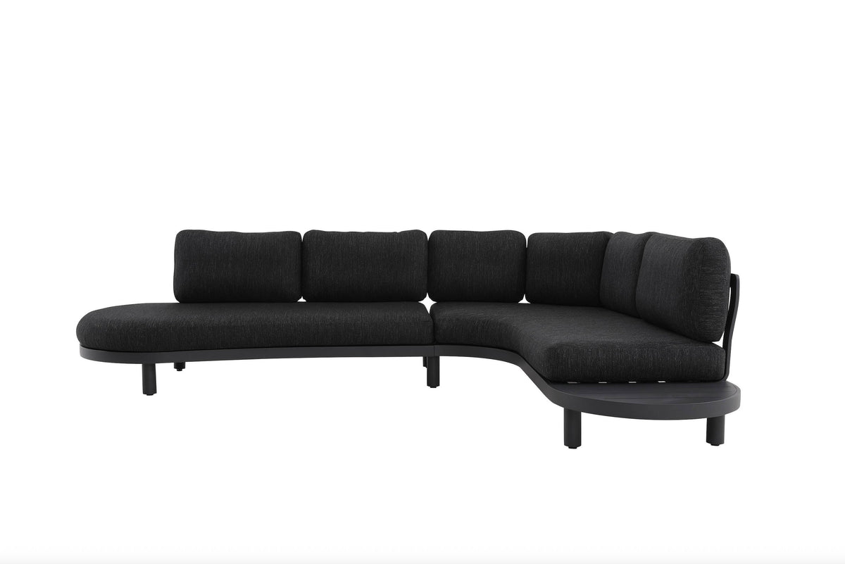 Alba anthracite aluminum corner sofa set with thick gray olefin cushions – another view (3)