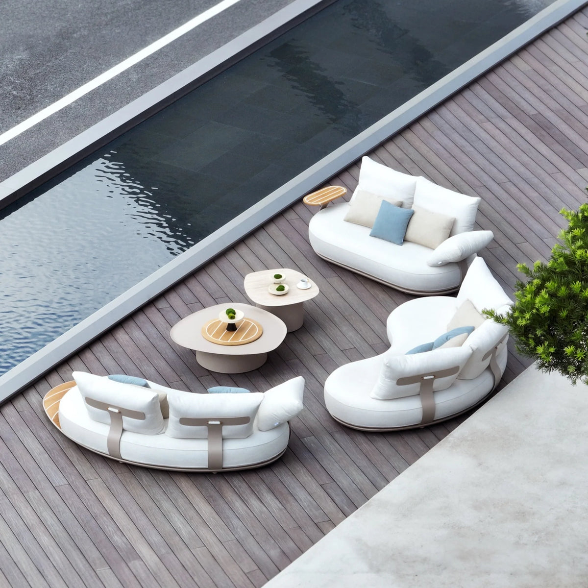 Elyo curved modular aluminum outdoor sofa – shown outdoors (3)