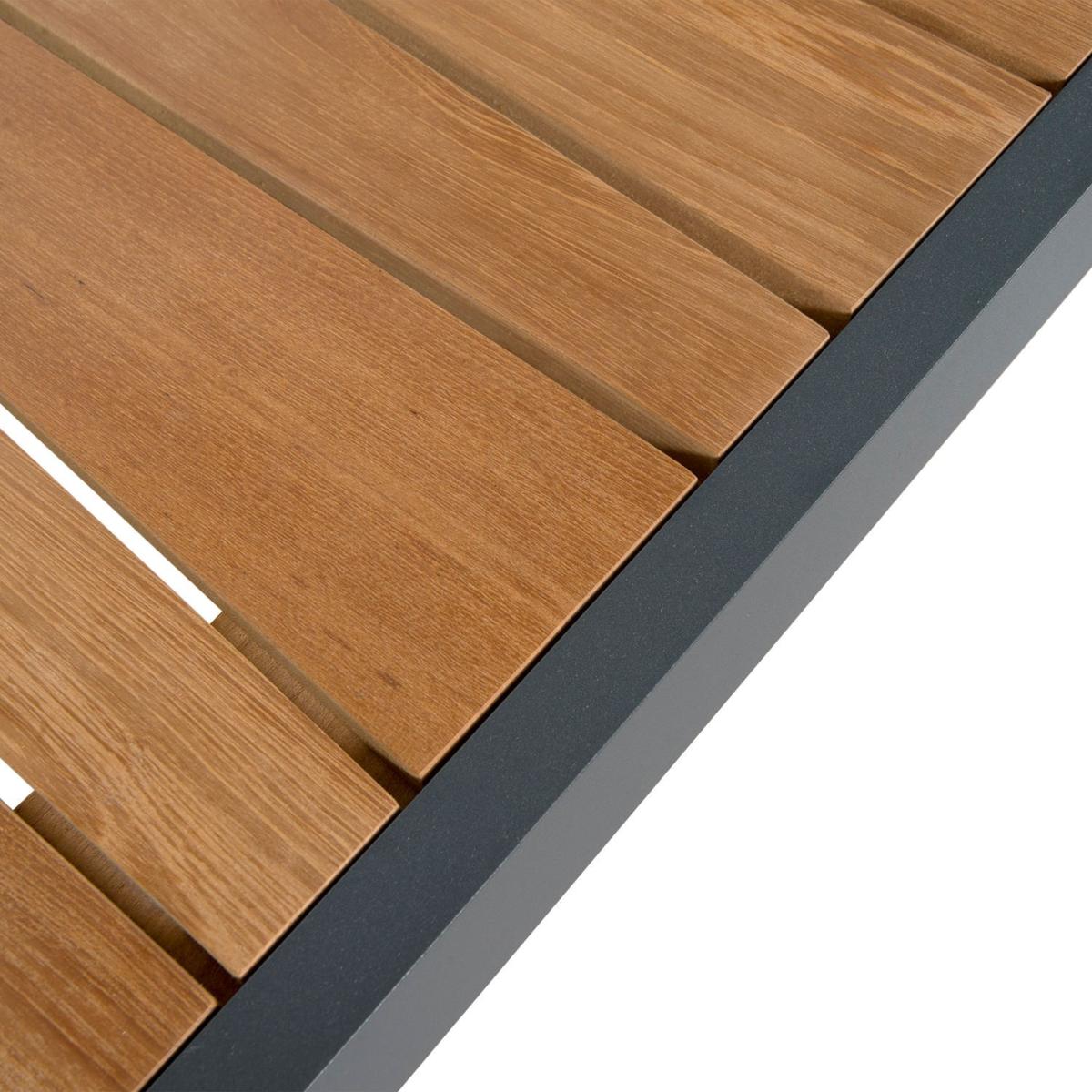 Lovy aluminum and teak outdoor coffee table – close-up detail