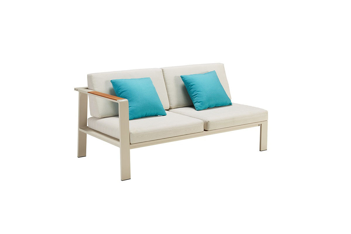 Chaise from the Noffy Cosy Plus large aluminum and teak outdoor corner sofa set