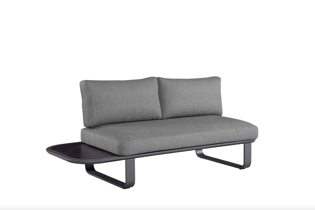 Chaise from the Emy black aluminum corner sectional with sunproof olefin cushions