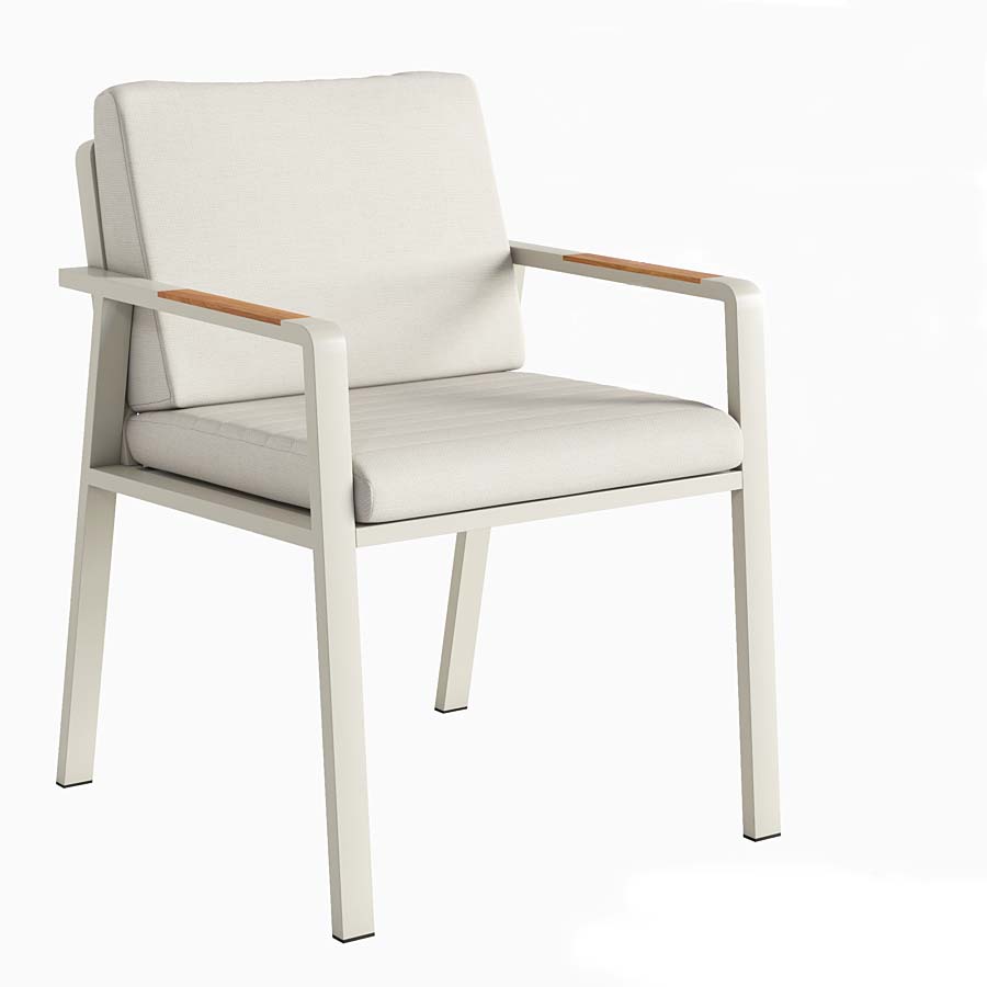Armchair from the Noffy 8-seat aluminum and teak outdoor dining set – another view