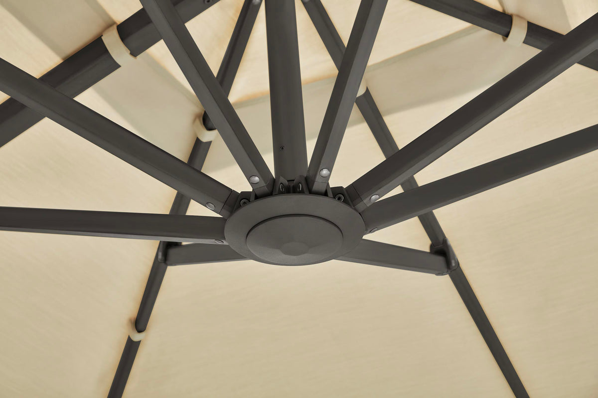 Aily gray aluminum 3 x 3 m cantilever umbrella – close-up detail