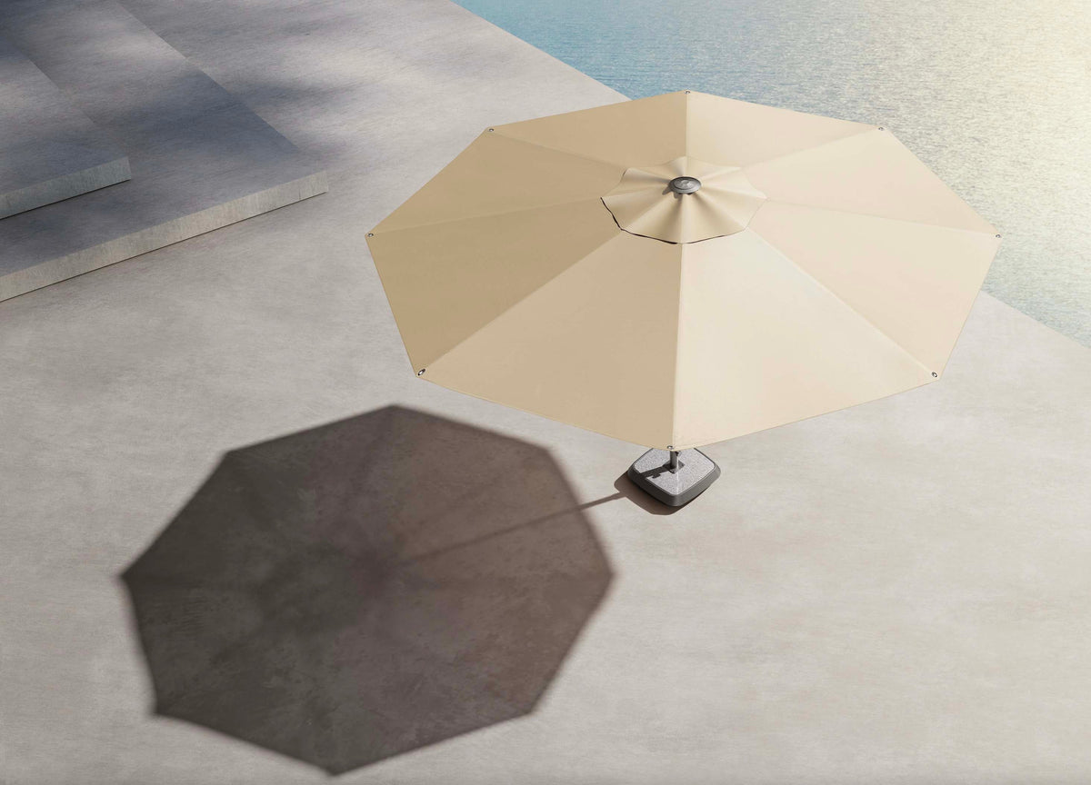 Loli beige gray aluminum patio umbrella, 2.75 x 2.75 m – close-up detail